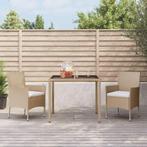 vidaXL 3-delige Tuinset met kussens poly rattan beige, 2 zitplaatsen, Nieuw, Tuinset, Verzenden