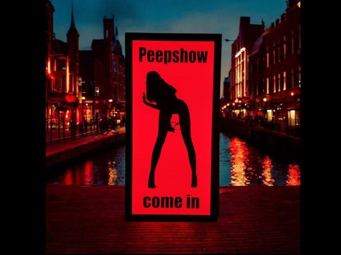 Amsterdam Red Light District, Peepshow komt in verlichte, Antiek en Kunst, Antiek | Wandborden en Tegels