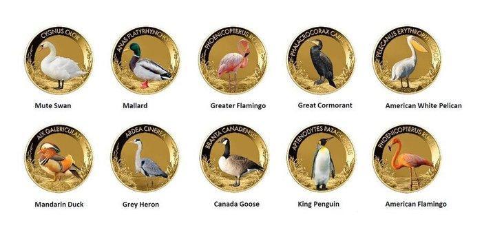 10 x 1/1000 troy oz - Goud .999 - World Famous Water Bird, Postzegels en Munten, Edelmetalen en Baren