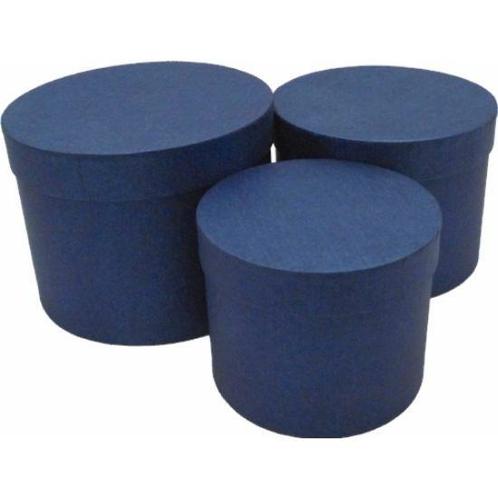 Bloemendoos set van 3 bloemendozen rond blauw flowerbox, Huis en Inrichting, Woonaccessoires | Kunstplanten en Kunstbloemen, Nieuw