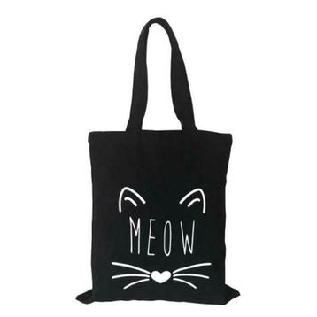 Katten katoenen draagtas/shopper Meow | Zwart beschikbaar voor biedingen