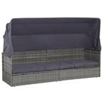 vidaXL Tuinbed met luifel 205x62 cm poly rattan grijs, Tuin en Terras, Verzenden, Nieuw