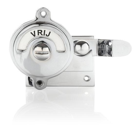 WC slot hendel vrij-bezet glanzend nikkel - retro WC slui..., Doe-het-zelf en Verbouw, Hang- en Sluitwerk, Slot, Nieuw, Koper of Messing