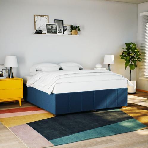 vidaXL Bedframe zonder matras stof blauw 180x200 cm, Huis en Inrichting, Slaapkamer | Bedden, 80 cm, 200 cm, Blauw, Eenpersoons