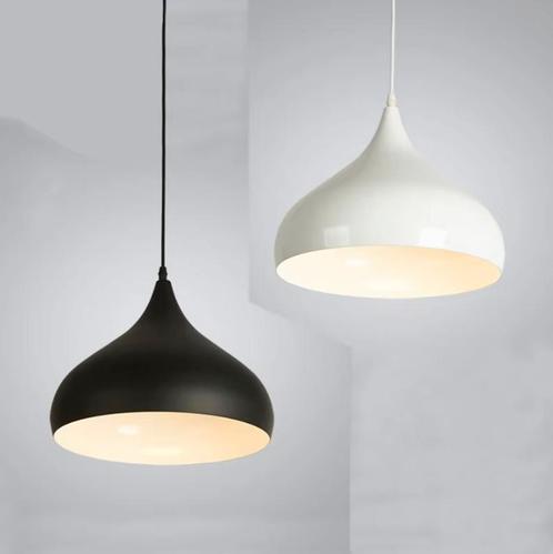 Vintage Industriële Hanglamp – 30cm | Zwart of Wit Design, Huis en Inrichting, Lampen | Hanglampen, Nieuw, Verzenden