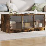 vidaXL Salontafel met glazen deuren 102x50x42 cm gerookt, 100 tot 150 cm, Verzenden, Nieuw, 50 tot 100 cm
