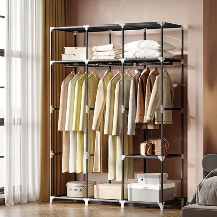Garderobekast 130 cm met 3 roedes en 9 vakken stof, Huis en Inrichting, Kasten | Kledingkasten, Nieuw, Verzenden