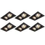 Set van 6 inbouwspots zwart AR111 verstelbaar 2-lichts -, Huis en Inrichting, Lampen | Spots, Nieuw, Overige materialen, Design