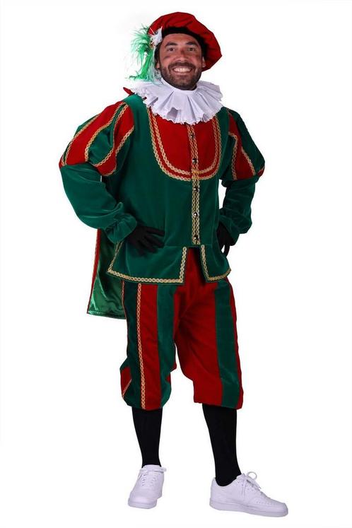 Piet fluweel luxe met cape Tarragona rood/groen — M, Diversen, Sinterklaas, Nieuw, Ophalen of Verzenden