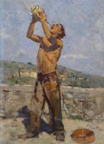 Ezio Marzi (1875-1955) - La sosta, Antiek en Kunst, Kunst | Schilderijen | Klassiek