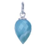 Zilveren Larimar edelsteen facet geslepen kettinghanger, Verzenden, Nieuw