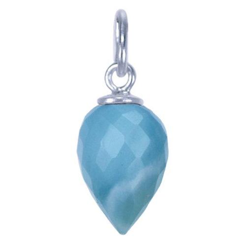 Zilveren Larimar edelsteen facet geslepen kettinghanger, Sieraden, Tassen en Uiterlijk, Kettinghangers, Verzenden
