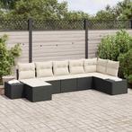 vidaXL Tuin Sofa Set met kussen met opslag 7 pcs Zwart poly, Verzenden, Nieuw, Rotan