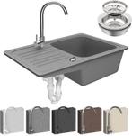 Spoelbak - Wasbak - Keuken - Graniet - 57x22x45 cm - Zilver, Huis en Inrichting, Verzenden, Zo goed als nieuw