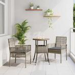 vidaXL Tuin Eetset 3 pcs Grijs Poly riet, Tuin en Terras, Tuinsets en Loungesets, Verzenden, Nieuw, Rotan