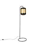 Vintage vloerlamp zwart met messing - Kayleigh, Nieuw, Overige materialen, Industrieel, 100 tot 150 cm