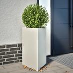 vidaXL Plantenbakken 2 st driehoek 50x43x75 cm staal wit, Verzenden, Nieuw, Metaal