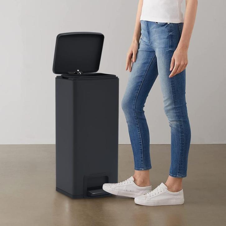 vidaXL Pedaalemmer met anti-vingerafdruk 30 L RVS zwart, Huis en Inrichting, Woonaccessoires | Prullenbakken, Nieuw, Verzenden