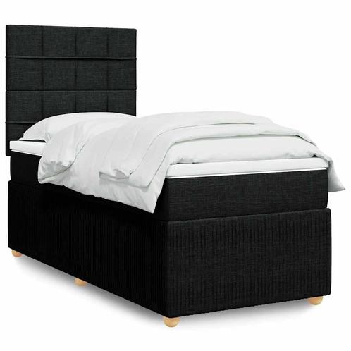 vidaXL Boxspring met matras stof zwart 80x200 cm, Huis en Inrichting, Slaapkamer | Bedden, 80 cm, 200 cm, Zwart, Eenpersoons, Nieuw