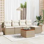 vidaXL Tuin Sofa Set 6 pcs Beige en wit, Tuin en Terras, Tuinsets en Loungesets, Verzenden, Nieuw, Rotan