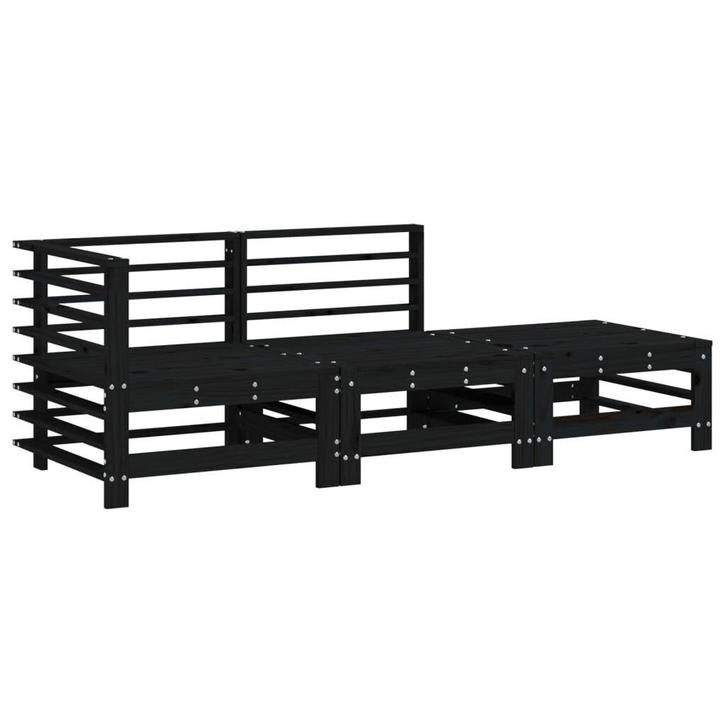 Grenenhout Loungeset Zwart | Retourdeal 56%, Tuin en Terras, Tuinsets en Loungesets, Nieuw, Hout, Loungeset, Ophalen of Verzenden