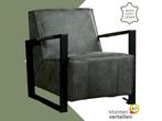 Leren fauteuil Touch - Kenia Antracite (grijs), Nieuw, Ophalen of Verzenden, 75 tot 100 cm, Industrieel, Modern