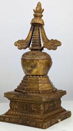 Verguld koperen boeddhistisch relikwie Stupa - Verguld brons