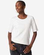 HEMA Dames t-shirt Clara rib wit, Verzenden, Nieuw