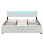 Gestoffeerd bed Lyon - 180 x 200 cm - Wit - LED Verlichting, Huis en Inrichting, Slaapkamer | Bedden, Verzenden, Nieuw