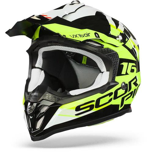 Scorpion VX-16 Air X-Turn Zwart Neon Geel Wit Crosshelm, Motoren, Kleding | Motorhelmen, Offroadhelm, Heren, S, Nieuw met kaartje