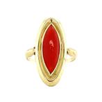 Gouden ring met bloedkoraal 14 krt, Ophalen of Verzenden, Nieuw