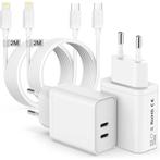 Dubbele USB-C Oplaadstekker met 2x iPhone Opladerkabel - 2, Ophalen of Verzenden, Nieuw