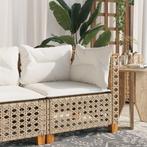 vidaXL Tuinhoekbank met kussens poly rattan beige, Verzenden, Nieuw, Rotan