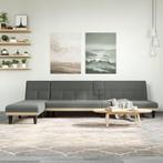 vidaXL Slaapbank L-vormig 255x140x70 cm stof donkergrijs, Verzenden, Nieuw, Stof, Minder dan 150 cm