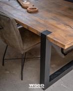 eiken industriële eettafel stoere robuuste unieke tafels,, Huis en Inrichting, Tafels | Eettafels, Metaal, 50 tot 100 cm, Nieuw