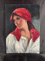 Italiaanse school (XX) - Ritratto di donna con copricapo
