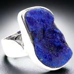 Ring Met Zeldzame Azuriet Geode Diepblauwe Azuriet - Hoogte: