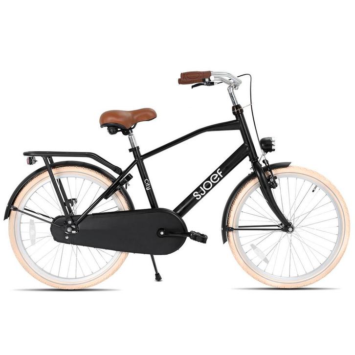 SJOEF City Jongensfiets 22 inch - Mat Zwart, Fietsen en Brommers, Fietsen | Kinderfietsjes, 20 inch of meer, Verzenden
