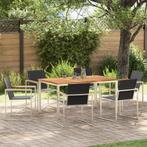 vidaXL 7-delige tuinset van massief teakhout en roestvrij, Tuin en Terras, Verzenden, Nieuw, Hout, Tuinset