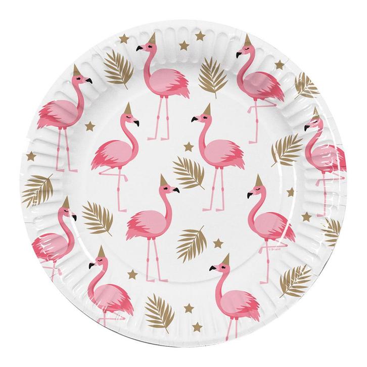 Flamingo Borden Papier 23cm 10st, Hobby en Vrije tijd, Feestartikelen, Nieuw, Verzenden