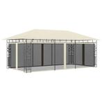 vidaXL Prieel met klamboe 6x3x2,73 m crème, Tuin en Terras, Partytenten, Verzenden, Nieuw