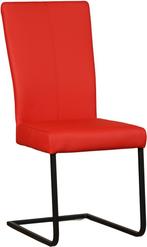 Set van 4 rode leren eetkamerstoelen met sledepoot zonder ar, Overige kleuren, Nieuw, Leer, Ophalen of Verzenden