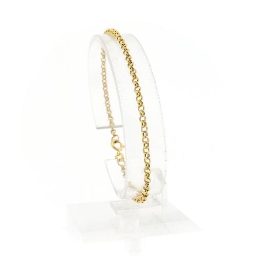 8 Krt. Jasseron schakel armband | 19 cm (jasseron armband), Sieraden, Tassen en Uiterlijk, Antieke sieraden, Goud, Ophalen of Verzenden