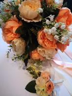 Luxe corsage,corsage van zijdebloemen zalm e boutonnière met, Ophalen of Verzenden, Nieuw