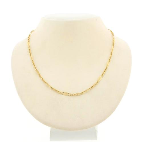Gouden fantasie schakel ketting | 42 cm (schakelketting), Sieraden, Tassen en Uiterlijk, Kettingen, Overige kleuren, Gebruikt