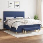 vidaXL Boxspring met matras stof blauw 180x200 cm, Eenpersoons, Nieuw, 80 cm, 200 cm