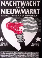 Poster over demonstratie bij de Nieuwmarkt (lijst optie), Verzenden, Nieuw, Overige onderwerpen, Met lijst