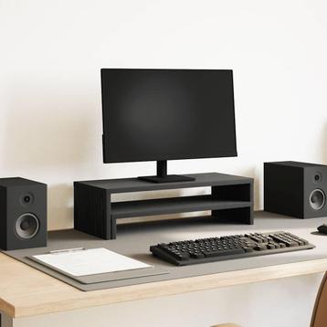 vidaXL Monitorstandaard Zwart Eiken 54x22x15 cm Bewerkt Hout beschikbaar voor biedingen