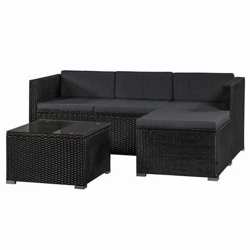 Loungeset Punta Cana M - Polyrotan - Zwart, Tuin en Terras, Tuinsets en Loungesets, Nieuw, Verzenden