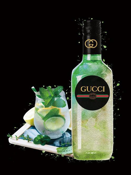 Glasschilderij Gucci fles | Ter Halle | 104, Huis en Inrichting, Woonaccessoires | Overige, Nieuw, Ophalen of Verzenden